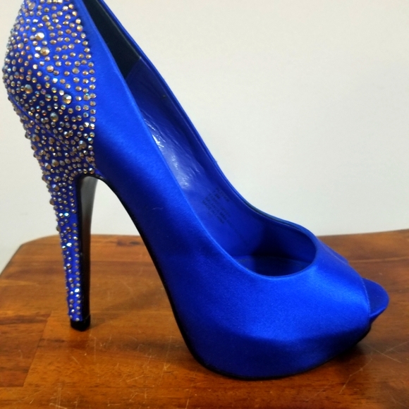 Steve Madden | Shoes | Royal Blue Steve Madden Opentoe Sparkle Heels |  Poshmark